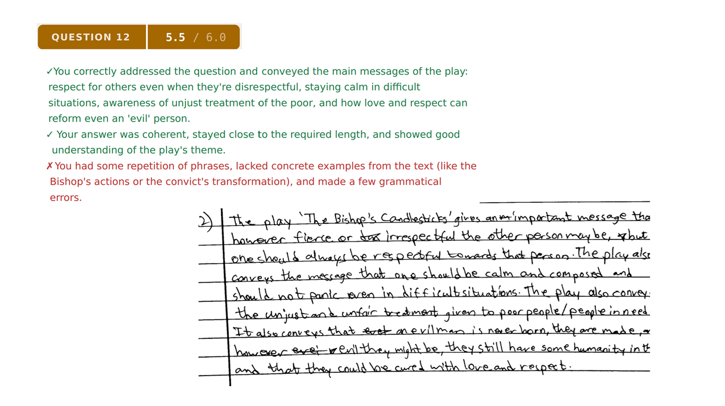 10blocks grading a free-form subjective written answer